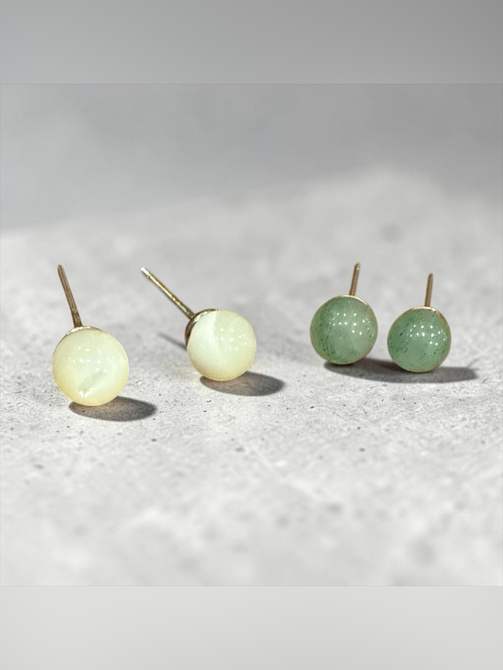 Two Pairs Vintage Stone Stud Earrings